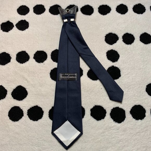 Vintage 50s Monsieur Cravatieur Navy Silver Horse Clip-On Retro Western Tie - Picture 3 of 6